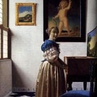 Vermeer A Lady Standing At A Virginal Hand Painted Reproduction