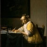 Vermeer A Lady Writing Hand Painted Reproduction