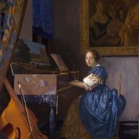 Vermeer A Young Woman Seated At A Virginal Hand Painted Reproduction