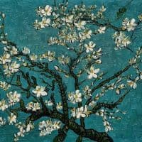 Vincent Van Gogh Almond Blossoms - Light Blue Hand Painted Reproduction