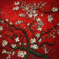 Vincent Van Gogh Almond Blossoms - Red Hand Painted Reproduction