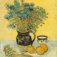 Vincent Van Gogh Still Life - Majolica With Wildflowers 1888 Hand Painted Reproduction