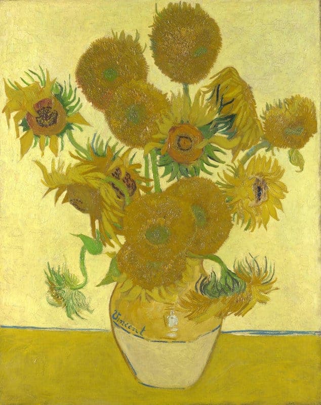 Vincent Van Gogh Sunflowers F454 Fourth Version - Yellow Background Hand Painted Reproduction museum quality