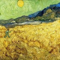 Vincent Van Gogh Wheat Field With Reaper And Sun Hand Painted Reproduction