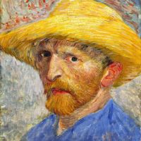 Van Gogh, Self-Portrait with Straw Hat artwork on canvas