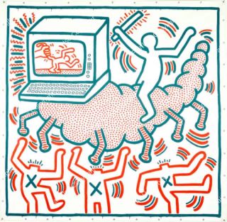 keith-haring-untitled-1983-caterpillar-with-computer-head