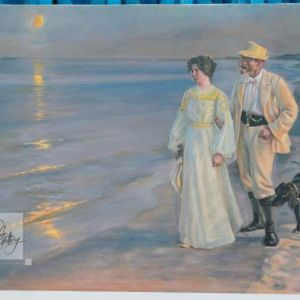 Kroyer Peder Severin Summer Evening On The Beach At Skagen. The Painter And His Wife 50 X 36 Cm
