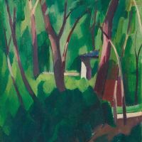 Adolf Erbsl H Parklandschaft Mit B Umen Und H Uschen 1926