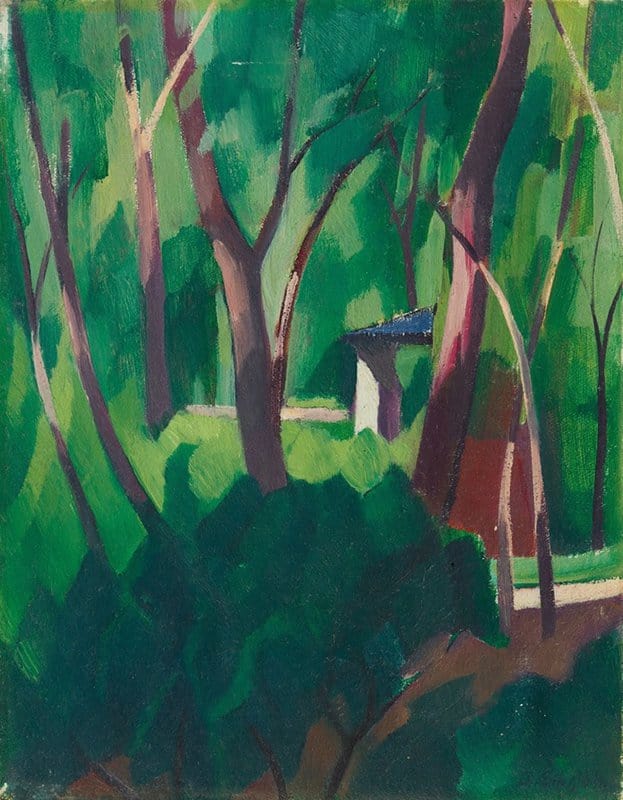 Adolf Erbsl H Parklandschaft Mit B Umen Und H Uschen 1926 museum quality