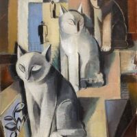Adolf Fleischmann Drei Katzen - Three Cats