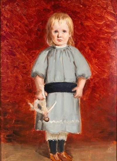 art oil painting reproduction of  Adolf Von Becker Girl With A Doll 1895 museum quality handmade