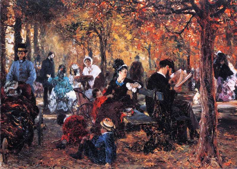 Adolph Von Menzel. Dans Le Jardin Du Luxembourg Souvenir Du Jardin Du Luxembourg . 1876 museum quality