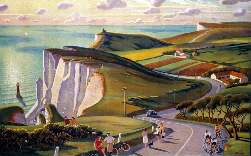 Adrian Allinson Downland Rambles - Beachy Head - Eastbourne Sussex 1950 museum quality