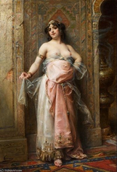 art oil painting reproduction of  Adrien Henri Tanoux Jeune Orientale Au Brule Parfums museum quality handmade