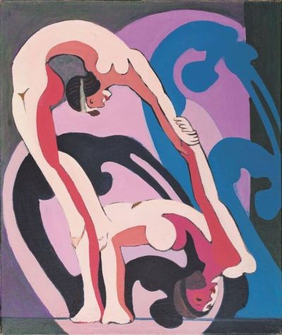 art oil painting reproduction of  Kirchner - Akrobatenpaar - Zwei Akrobatinnen 1932-33 By Ernst Ludwig Kirchner museum quality handmade