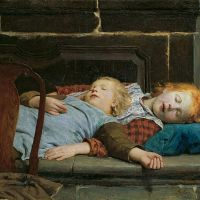 Albert Anker Two Sleeping Girls On The Stove Bench 1895