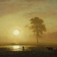 Albert Bierstadt Sunset On The Plains Ca. 1887