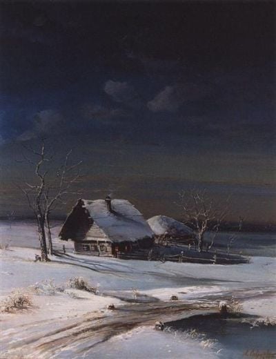 art oil painting reproduction of  Aleksey Savrasov Winter Landscape 1871 museum quality handmade