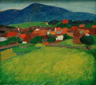 art oil painting reproduction of  Alexej Von Jawlensky Murnau Village 1908 museum quality handmade