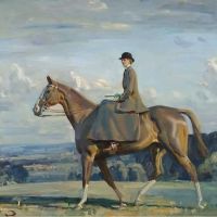 Alfred Munnings Portrait Of Lady Barbara Lowther On Horseback Ca.1910