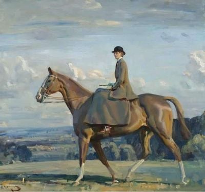 art oil painting reproduction of  Alfred Munnings Portrait Of Lady Barbara Lowther On Horseback Ca.1910 museum quality handmade