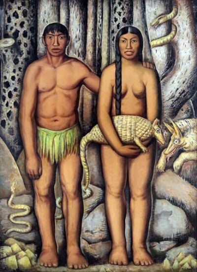 art oil painting reproduction of  Alfredo Ramos Martinez Adan Y Eva Mexicanos 1933 museum quality handmade