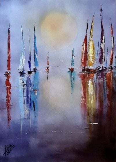 art oil painting reproduction of  Alina Ciuciu Boat Regatta museum quality handmade