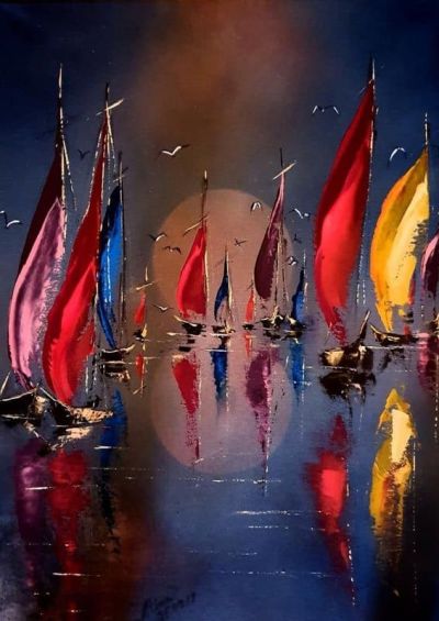 art oil painting reproduction of  Alina Ciuciu Regatta By Nightfall museum quality handmade