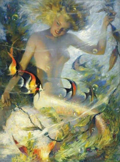 art oil painting reproduction of  Andrew Loomis Underwater Fantaisies 1946 museum quality handmade