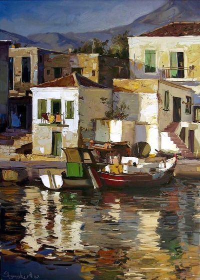 art oil painting reproduction of  Andriy Shumskiy Barche Di Pescatori museum quality handmade