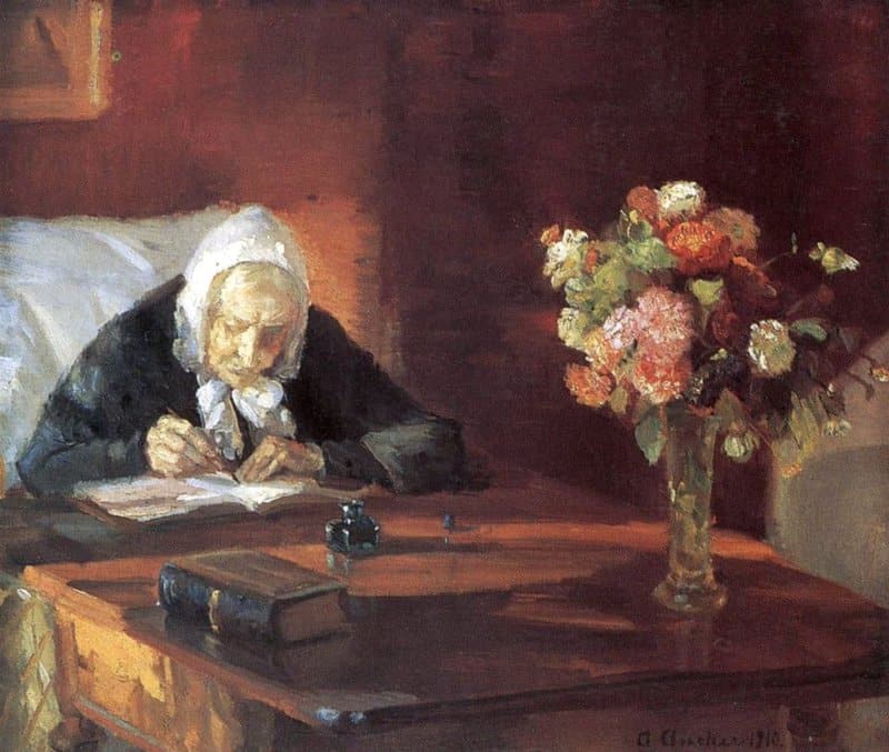 Anna Ancher Ane Hedvig Brondum Sitting At The Table 1910 museum quality