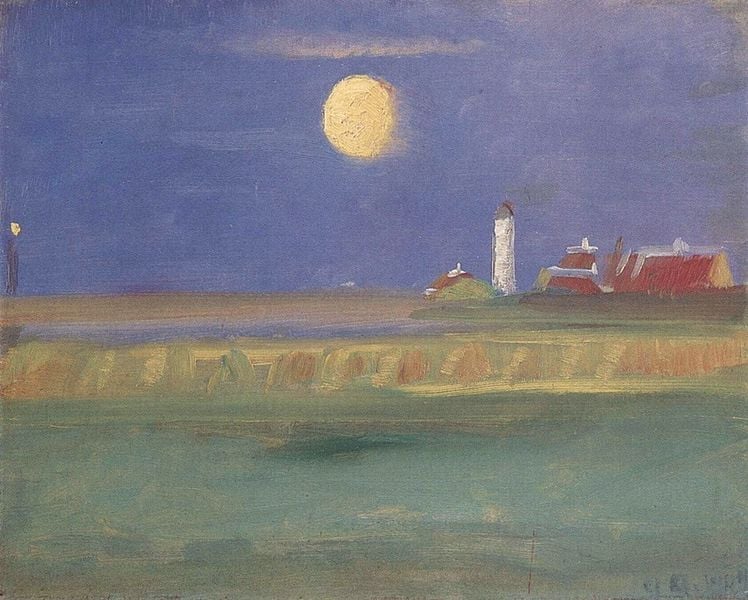 Anna Ancher Moon Evening. Lighthouse M Neskinsaften. Fyrt Rn 1904 museum quality