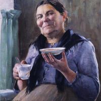 Anna Sahlsten Kahvimummo - Coffee Grandma 1895 Hand Painted Reproduction