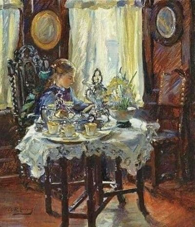 art oil painting reproduction of  Annie Rose Laing At The Breakfast Table museum quality handmade