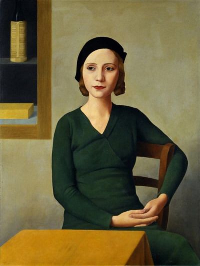 art oil painting reproduction of  Antonio Donghi Donna Al Caffe 1931 museum quality handmade
