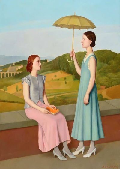 art oil painting reproduction of  Antonio Donghi The Holidaymakers 1934 museum quality handmade