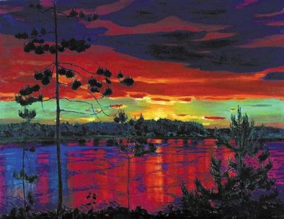 art oil painting reproduction of  Arkady Rylov Coucher De Soleil 1917 museum quality handmade