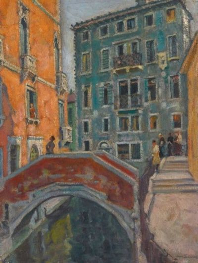 art oil painting reproduction of  Arnold Lakhovsky - Venetian Canal Scene 1927 museum quality handmade