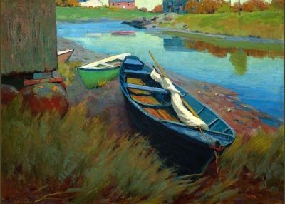 art oil painting reproduction of  Arthur Wesley Dow Boats At Rest 1895 museum quality handmade