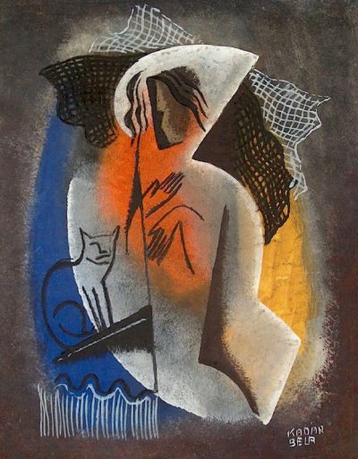 art oil painting reproduction of  Bela Kadar Woman With Cat museum quality handmade
