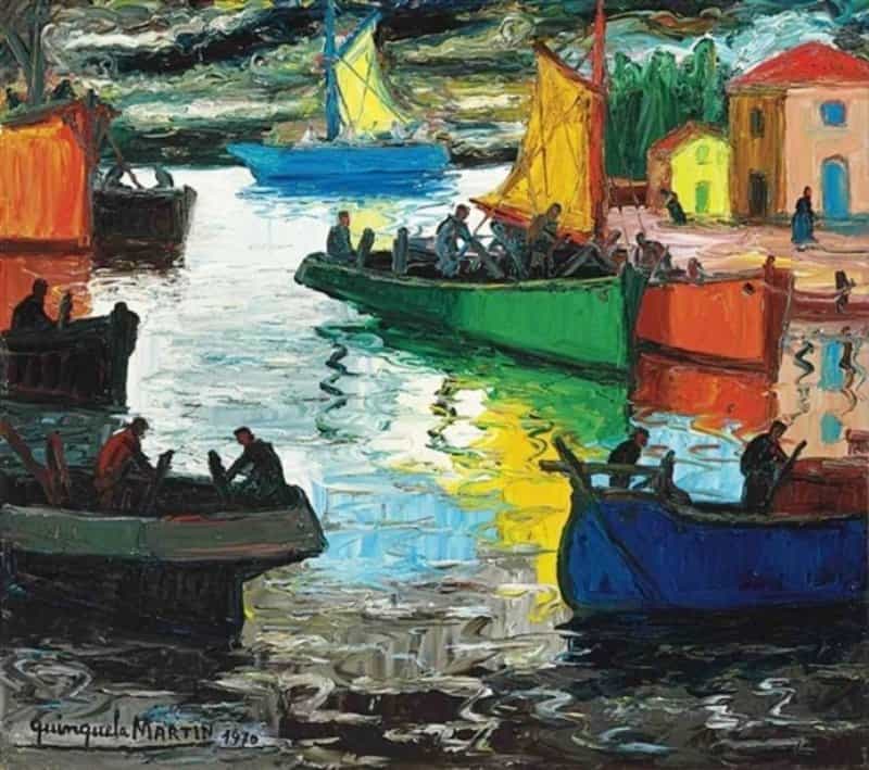 Benito Quinquela Mart N D A De Sol En La Boca - Sunny Day In La Boca 1970 museum quality