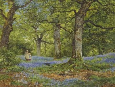 art oil painting reproduction of  Benjamin Williams Leader Blue Bells 1858 museum quality handmade
