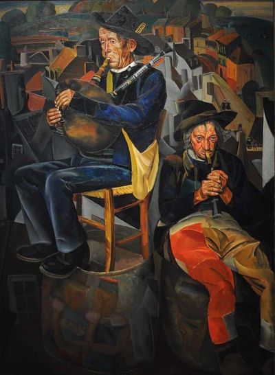 art oil painting reproduction of  Boris Grigoriev Pipe Players 1924 museum quality handmade