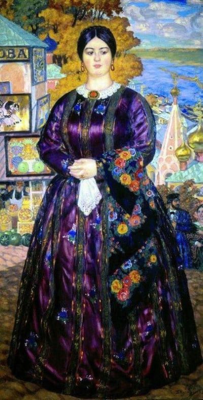 art oil painting reproduction of  Boris Kustodiev The Merchant S Wife 1915 museum quality handmade