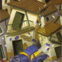 Botero Car Bomb Hand Painted Reproduction