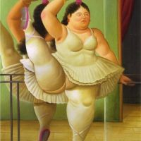 Botero Dancers At The Bar Hand Painted Reproduction