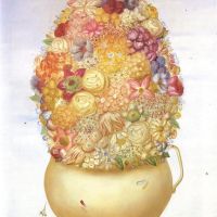 Botero Flower Pot Hand Painted Reproduction