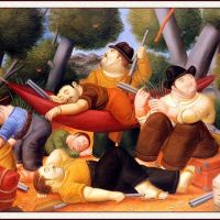 Botero Guerrillas Hand Painted Reproduction