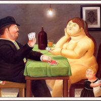 Botero The Card Player Hand Painted Reproduction