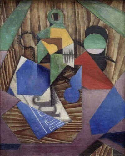 art oil painting reproduction of  Gris - Bottle Of Rum And Newspaper By Juan Gris museum quality handmade